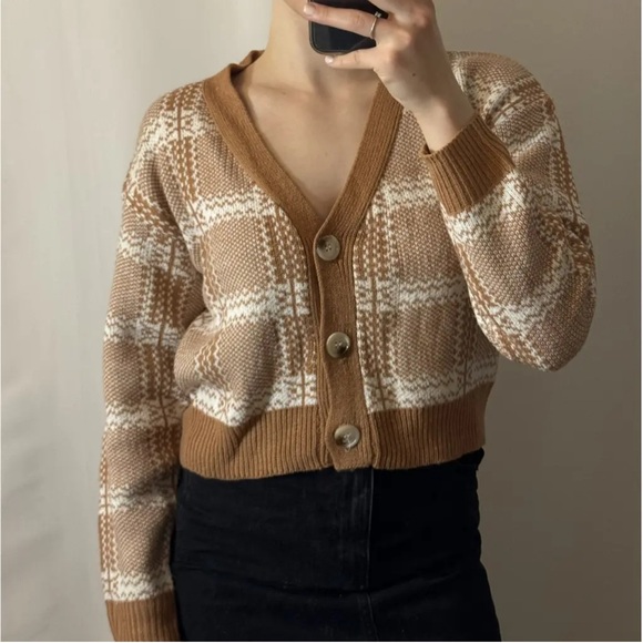 Princess Polly Pink Check Cropped Cardigan size M/L - Picture 12 of 13